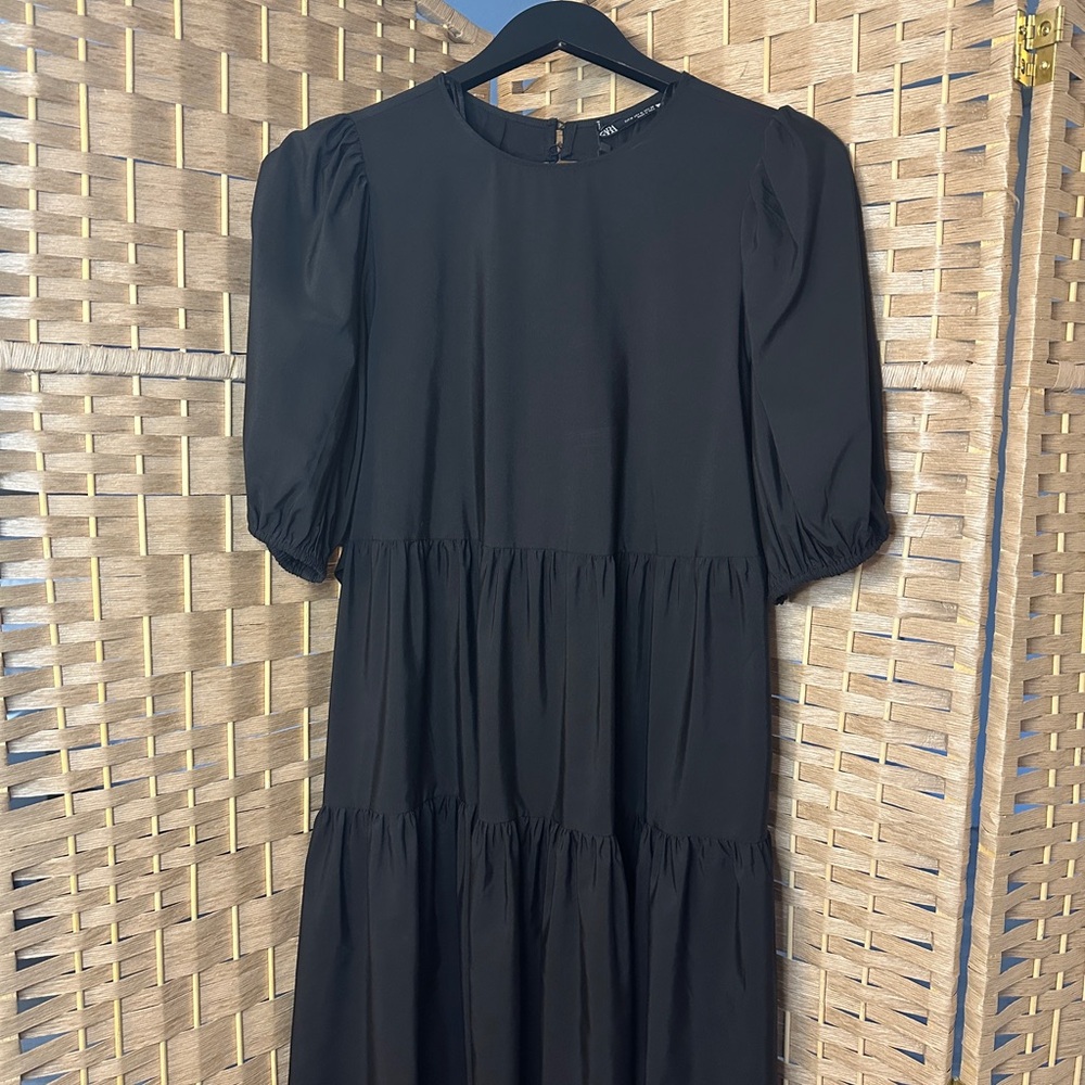 ZARA Black Puff Sleeve Dress